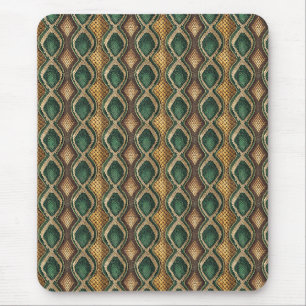 Emerald & Gold Diamond Snake Skin Pattern Design Mouse Pad