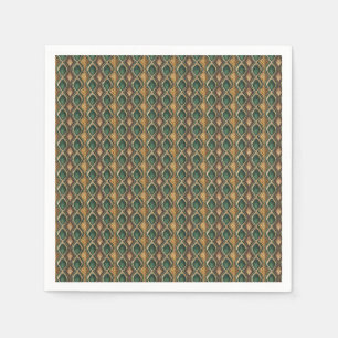 Emerald & Gold Diamond Snake Skin Pattern Design Napkin
