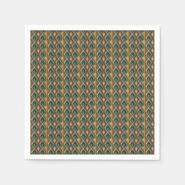 Emerald & Gold Diamond Snake Skin Pattern Design Napkin (Front)