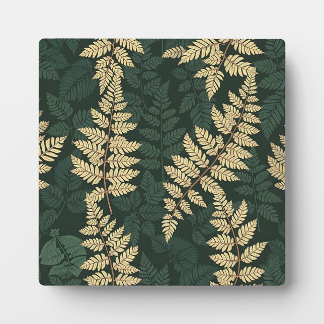 Emerald Gold Fern Forest Pattern Plaque (Front)