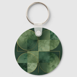 Emerald Gold Geometric Harmony Key Ring