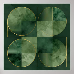 Emerald Gold Geometric Harmony Poster