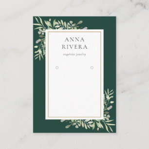Emerald Gold Greenery Earring Display Card