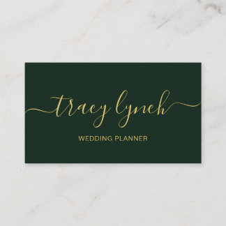 emerald Gold  Handwritten Script Calligraphy Business Card
