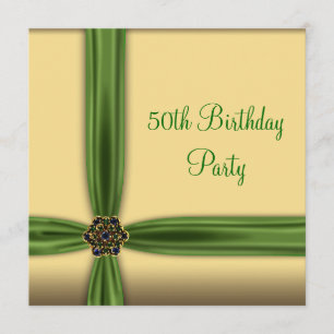 Emerald Gold Jewel 50th Birthday Invitation