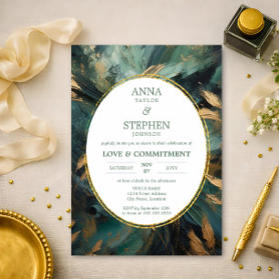 Emerald & Gold Love & Commitment Ceremony Invitation