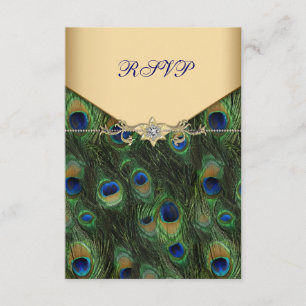 Emerald Gold Peacock Wedding RSVP