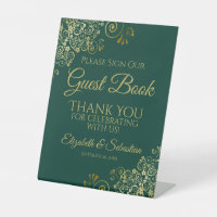 Emerald & Gold Please Sign our Guest Book Sign