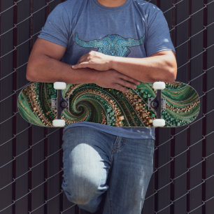 Emerald Gold Spiral Skateboard