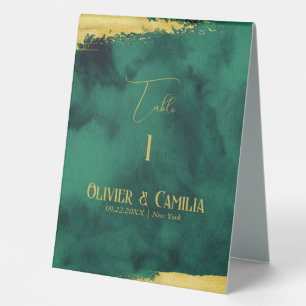 Emerald Gold Table Number SIgn For Wedding 