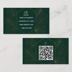 Emerald Gold Tropical QR Code Business Card