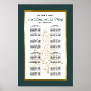 Emerald Gold Winter Wedding Seating Chart