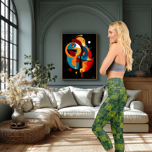 Emerald Gold Woven Pattern – Artistic Activewear Capri Leggings