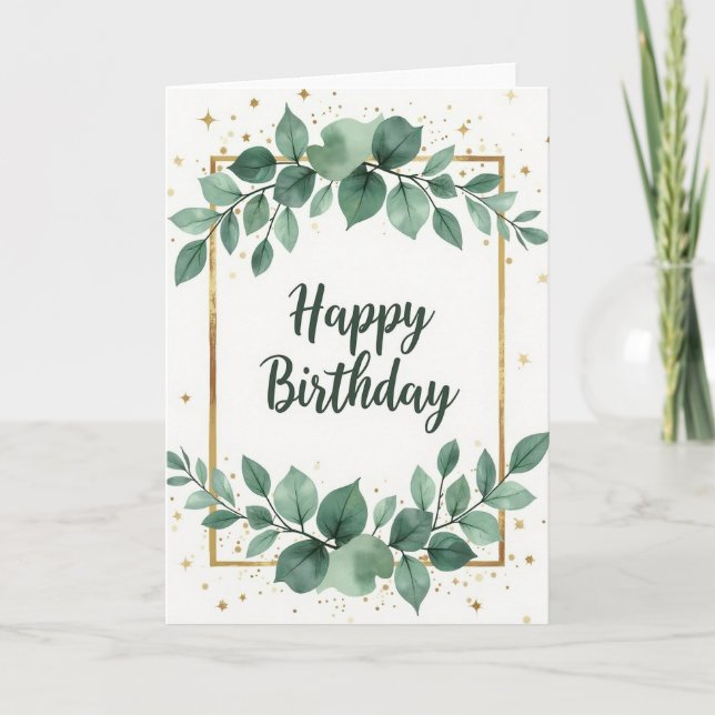 Emerald Golden Birthday Card (Front)