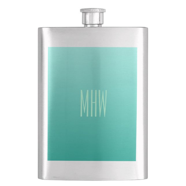 Emerald Gradient custom monogram flask (Front)