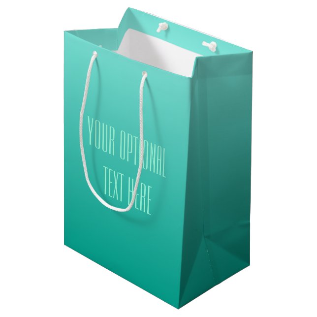 Emerald Gradient custom text gift bags (Front Angled)