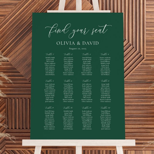 Emerald Green 12 table Seating Chart (Creator Uploaded)