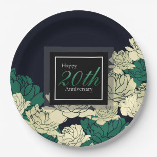 Emerald green 20th anniversary rose print paper pl plate