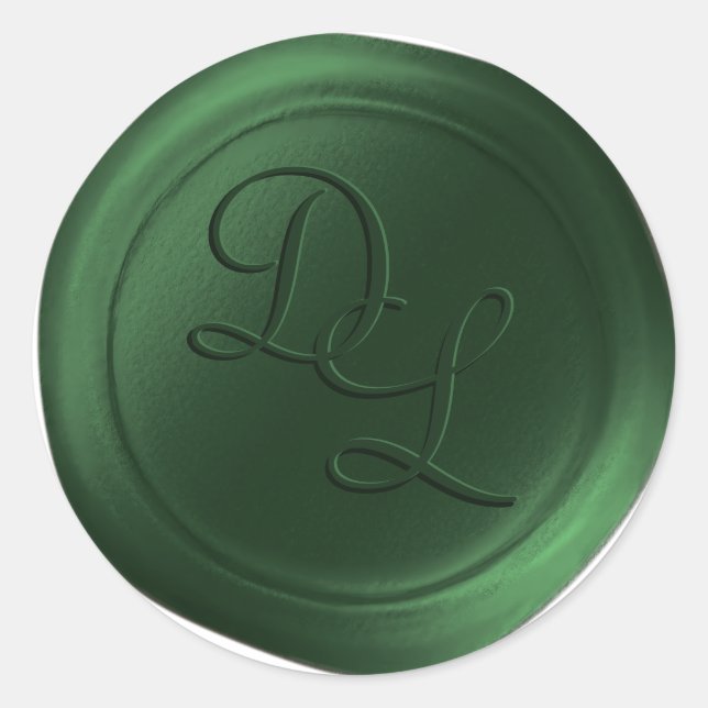 Emerald Green 2 Letter Monogram Wax Seal Stickers (Front)