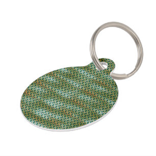 Emerald Green Abstract Zigzag Pattern Design 1305 Pet Tag