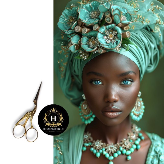 Emerald Green African Woman Portrait  Decoupage  Tissue Paper (Creator Uploaded)