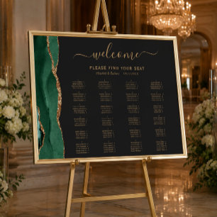 Emerald Green Agate Alphabetical Wedding Seating Poster