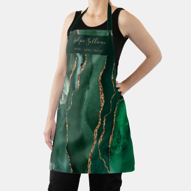 emerald green agate beauty professional apron (Insitu)