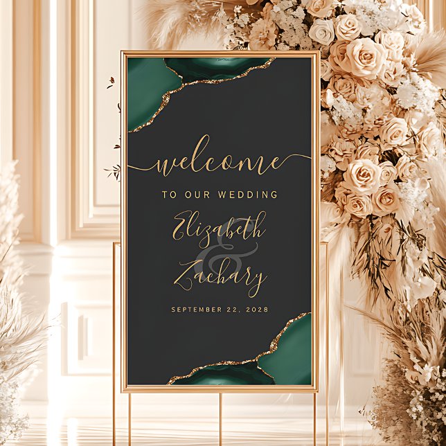 Emerald Green Agate Corners 32x48 Wedding Welcome Poster (Creator Uploaded)