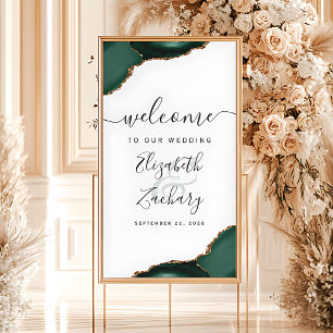 Emerald Green Agate Corners 32x48 Wedding Welcome Poster
