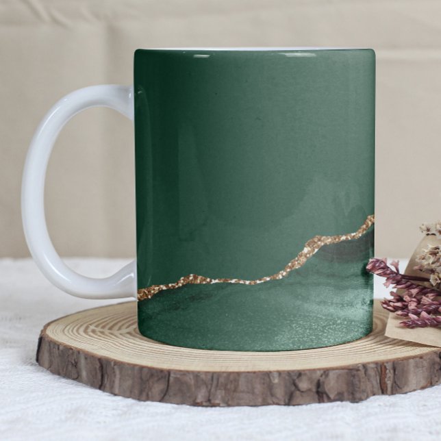 Emerald Green Agate Gold Glitter Coffee Mug (Creator Uploaded)