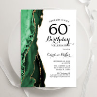 Emerald Green Agate Gold White 60th Birthday