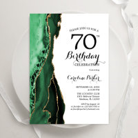 Emerald Green Agate Gold White 70th Birthday
