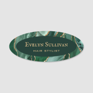 emerald green Agate Name Tag