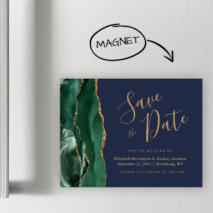 Emerald Green Agate Navy Wedding Save the Date
