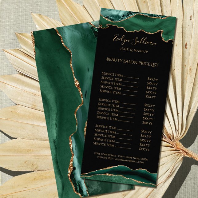 emerald green agate on black price list  rack card (Creator Uploaded)