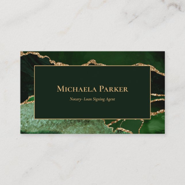 Emerald Green Agate Professional Business Card (Front)