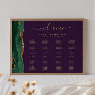 Emerald Green Agate Purple Wedding Seating Poster