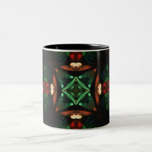 Emerald green amber gorgeous geometric art Two-Tone coffee mug