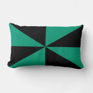 Emerald Green and Black Pinwheel Lumbar Cushion