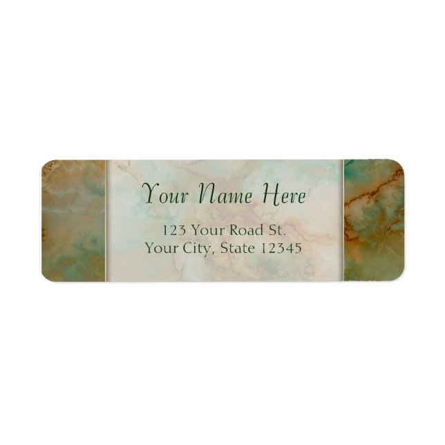 Emerald Green and Copper Gold Marble Return Address Label (Front)
