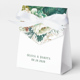Emerald Green and Cream Florals Wedding Favour Box