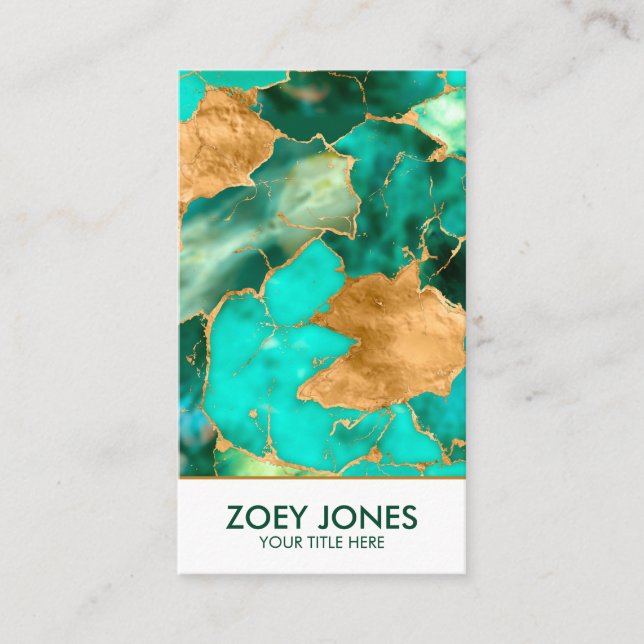 Emerald Green and Gold abstract Business Card (Front)
