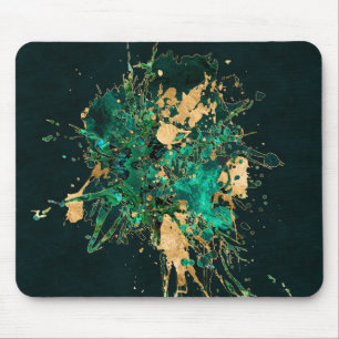 Emerald Green and Gold abstract Mouse Pad