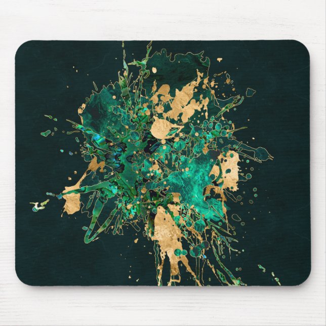 Emerald Green and Gold abstract Mouse Pad (Front)