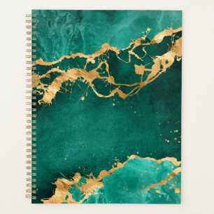 Emerald Green and Gold abstract Planner