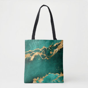 Emerald Green and Gold abstract Tote Bag