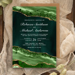 Emerald Green and Gold Agate Marble Wedding Invitation<br><div class="desc">Invite your guests with this elegant wedding invite featuring a beautiful gemstone design with faux gold glitter accents. Simply add your event details on this easy-to-use template to make it a one-of-a-kind invitation.</div>
