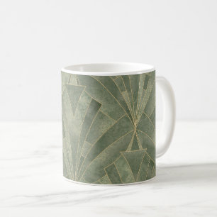 Emerald Green and Gold Art Deco Pattern Coffee Mug