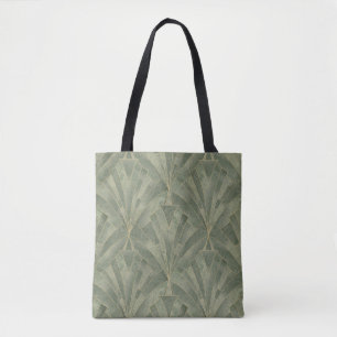 Emerald Green and Gold Art Deco Pattern Tote Bag