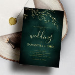 Emerald Green and Gold Botanical Elegant Wedding<br><div class="desc">Emerald Green and Gold Botanical Elegant Wedding Foil Invitation</div>